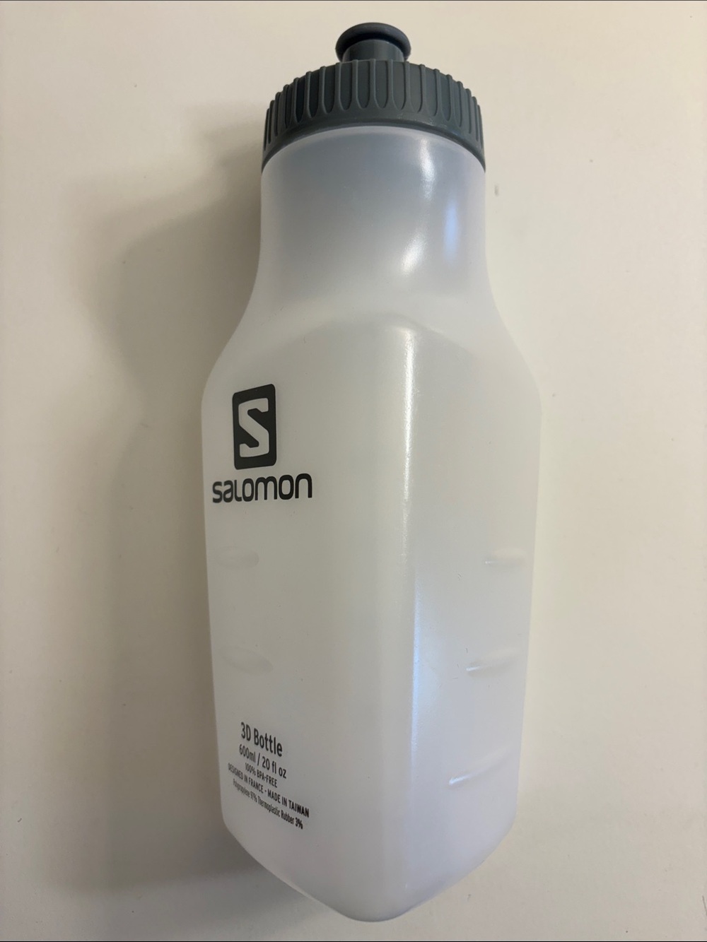 Salomon White Sports Bottle with Gray Cap